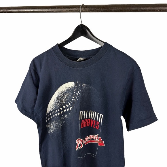 Vintage 1993 True Fan Atlanta Braves MLB Baseball Sport Blue Shirt Size M - Picture 7 of 9